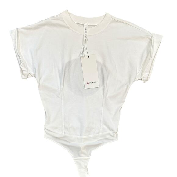NWT Lululemon Heavyweight Cotton T-Shirt Bodysuit In White - Picture 2 of 8